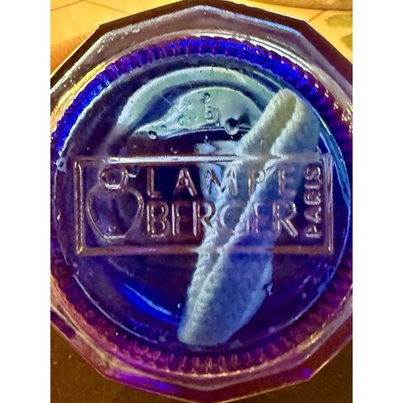 LAMPE BERGER Cobalt Blue 6" Tall Fragrance Lamp Silver Tone Crown Complete - Picture 7 of 9